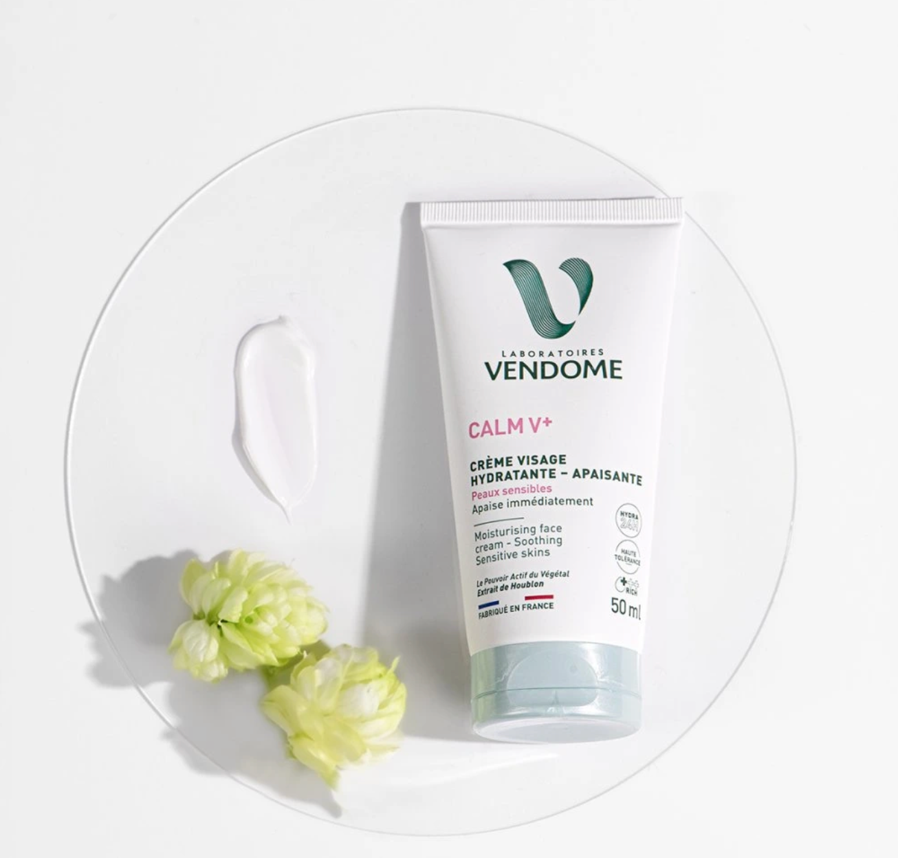 CALM V+ Crème Visage Apaisante, Zklidňující hydratační krém na obličej, 50 ml