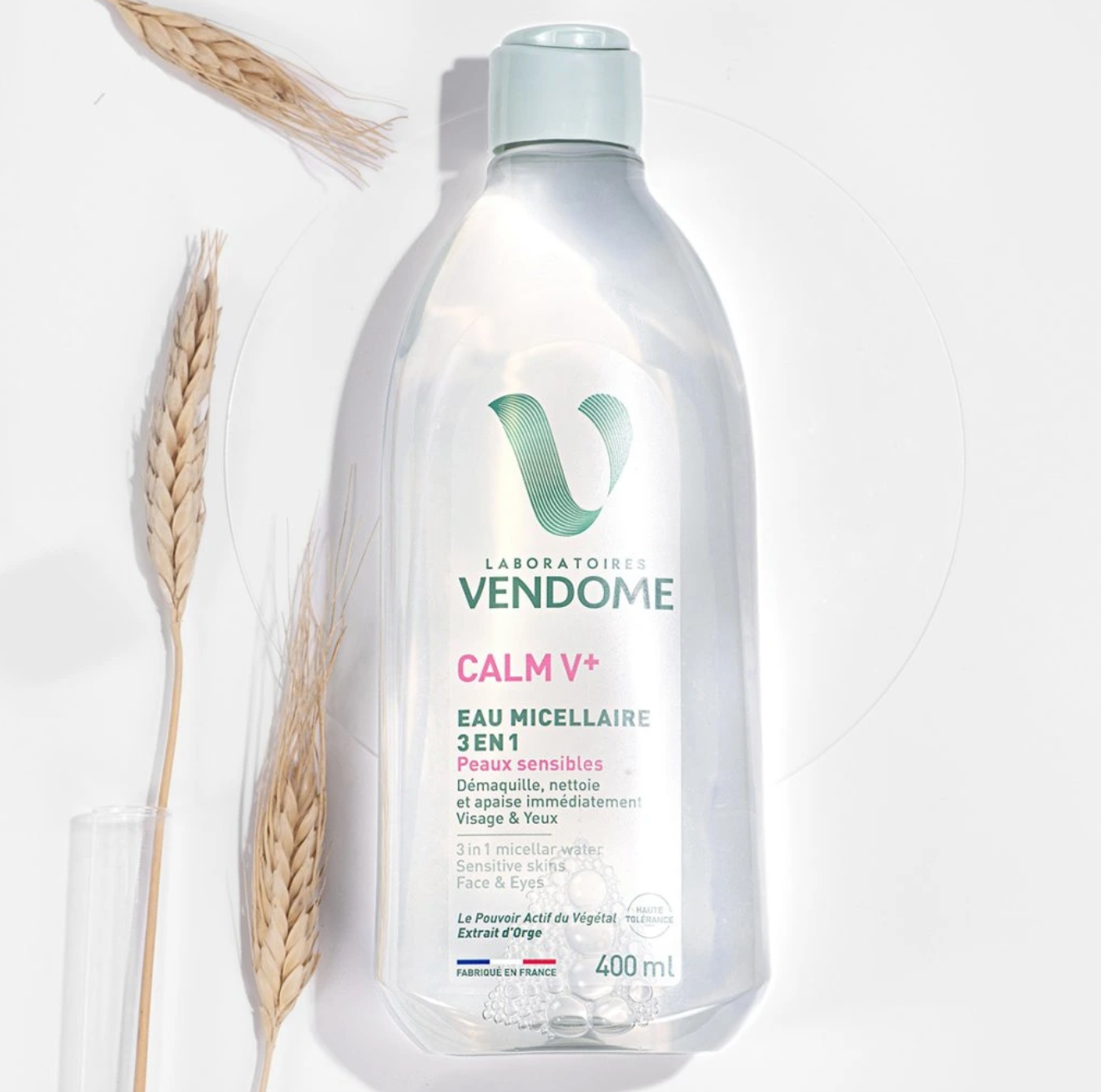 CALM V+ Eau Micellaire 3 en 1, Micelární voda 3v1 pro citlivou pokožku, 400 ml