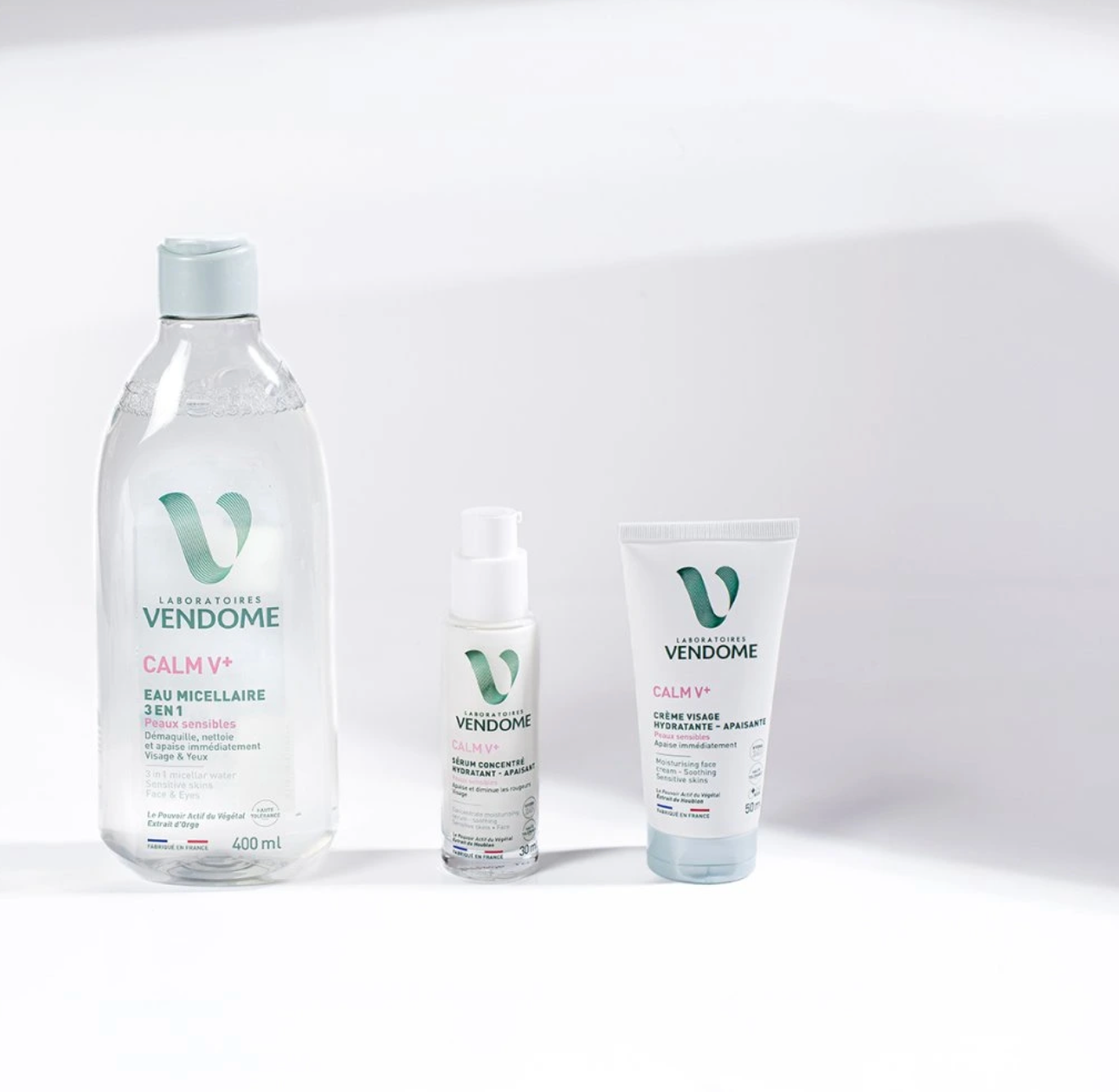 CALM V+ Eau Micellaire 3 en 1, Micelární voda 3v1 pro citlivou pokožku, 400 ml