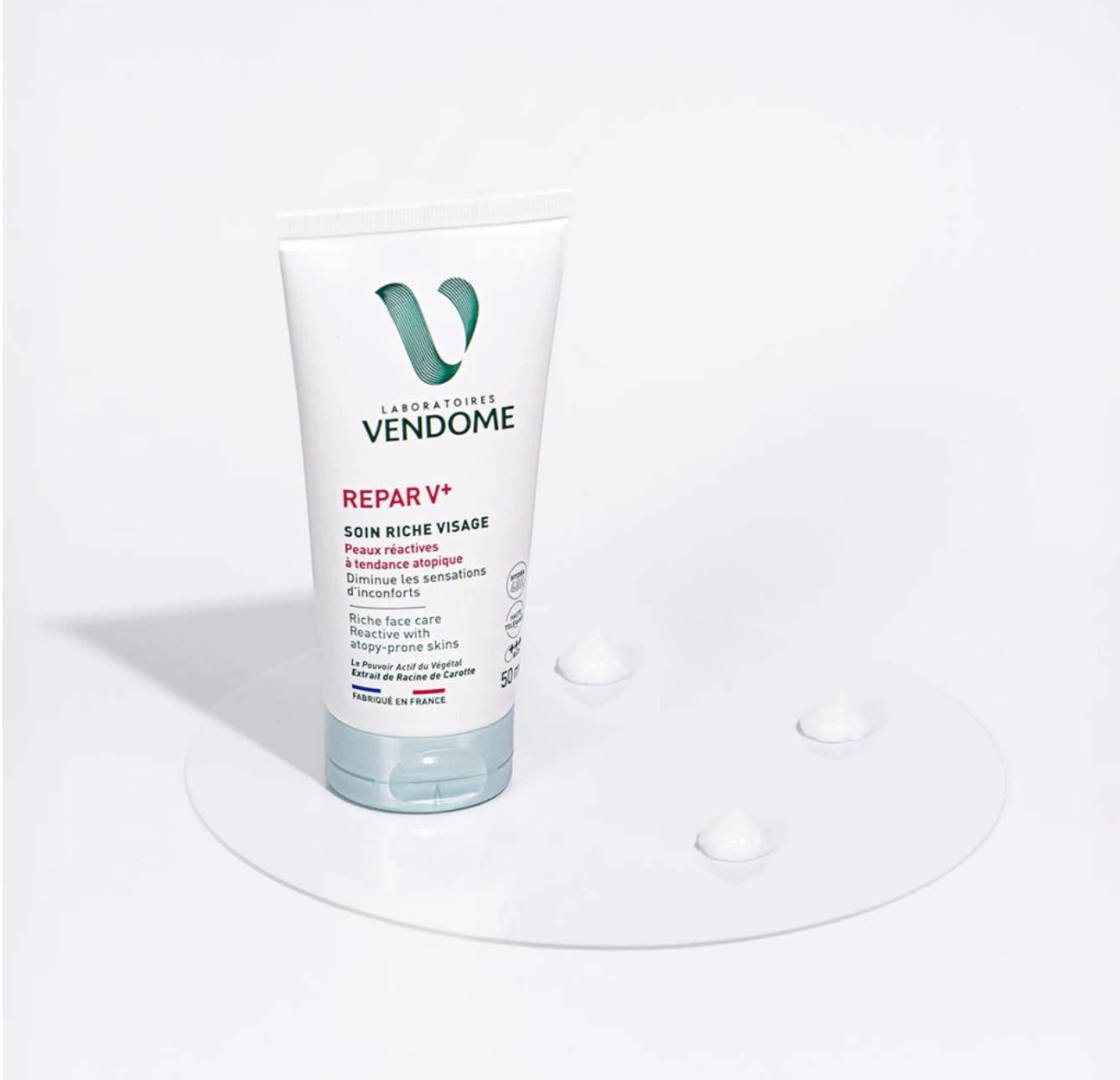 REPAR V+ Soin Riche Visage, Hydratační pleťový krém pro atopickou pokožku, 50 ml